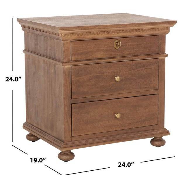 Allisyn 3 Drawer Wood Nightstand - Brown | Chairish for Safavieh Couture Allisyn 3 Drawer Wood Nightstand, Brown