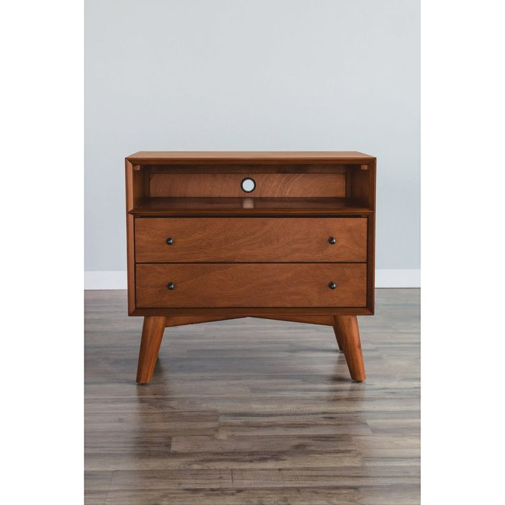 Alpine Furniture Flynn Mid Century Modern Large 2 Drawer Nightstand ... intended for White Wood Furniture Trends and Their Impact on Modern Interior Design