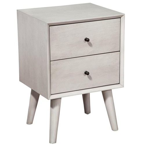 Alpine Furniture Flynn Mid Century Modern Wood 2 Drawer Nightstand In ... with Alpine Furniture Flynn Mid Century Modern Wood 2 Drawer Nightstand In White