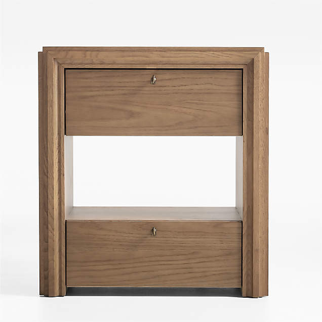 Alrik 20" Brown Oak Wood Narrow Nightstand + Reviews | Crate & Barrel ... with Astrid Solid Wood And Oak Veneer Nightstand, Brown
