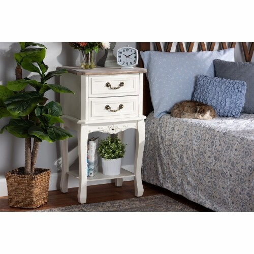 Amalie Antique French Country Cottage Two-Tone White And Oak Finished 2 ... with Why This Kennemore Nightstand Is Different Than Other 1-Drawer Models