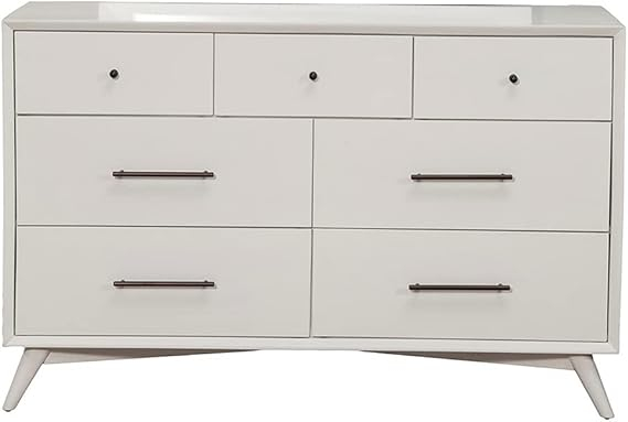 Amazon.com: Alpine Furniture Flynn Mid Century Modern 7 Drawer Dresser ... with regard to Alpine Furniture Flynn Mid Century Modern Wood 2 Drawer Nightstand In White