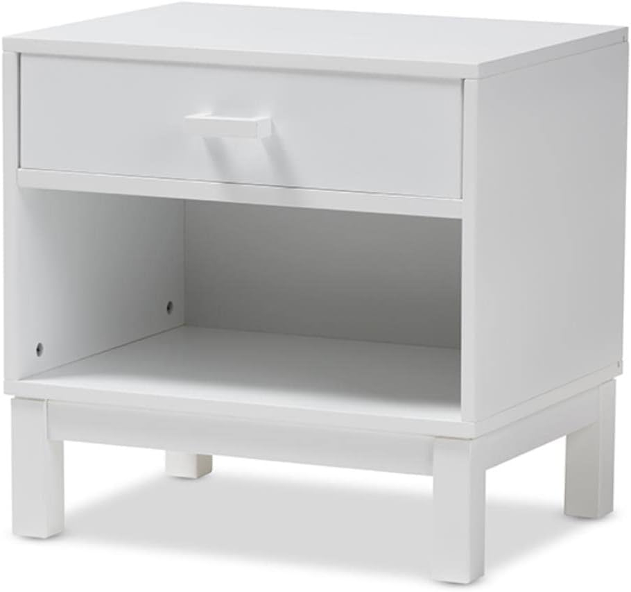 Amazon.com: Baxton Studio Deirdre Modern And Contemporary White Wood 1 ... in Design Principles Behind Contemporary Wooden Nightstands