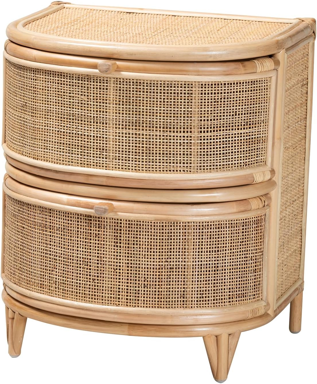 Amazon.com: Baxton Studio Oleta Modern Bohemian Natural Brown Rattan 2 ... for Leta Mid-Century Whitewashed Natural Brown And Rattan 2-Drawer Nightstand