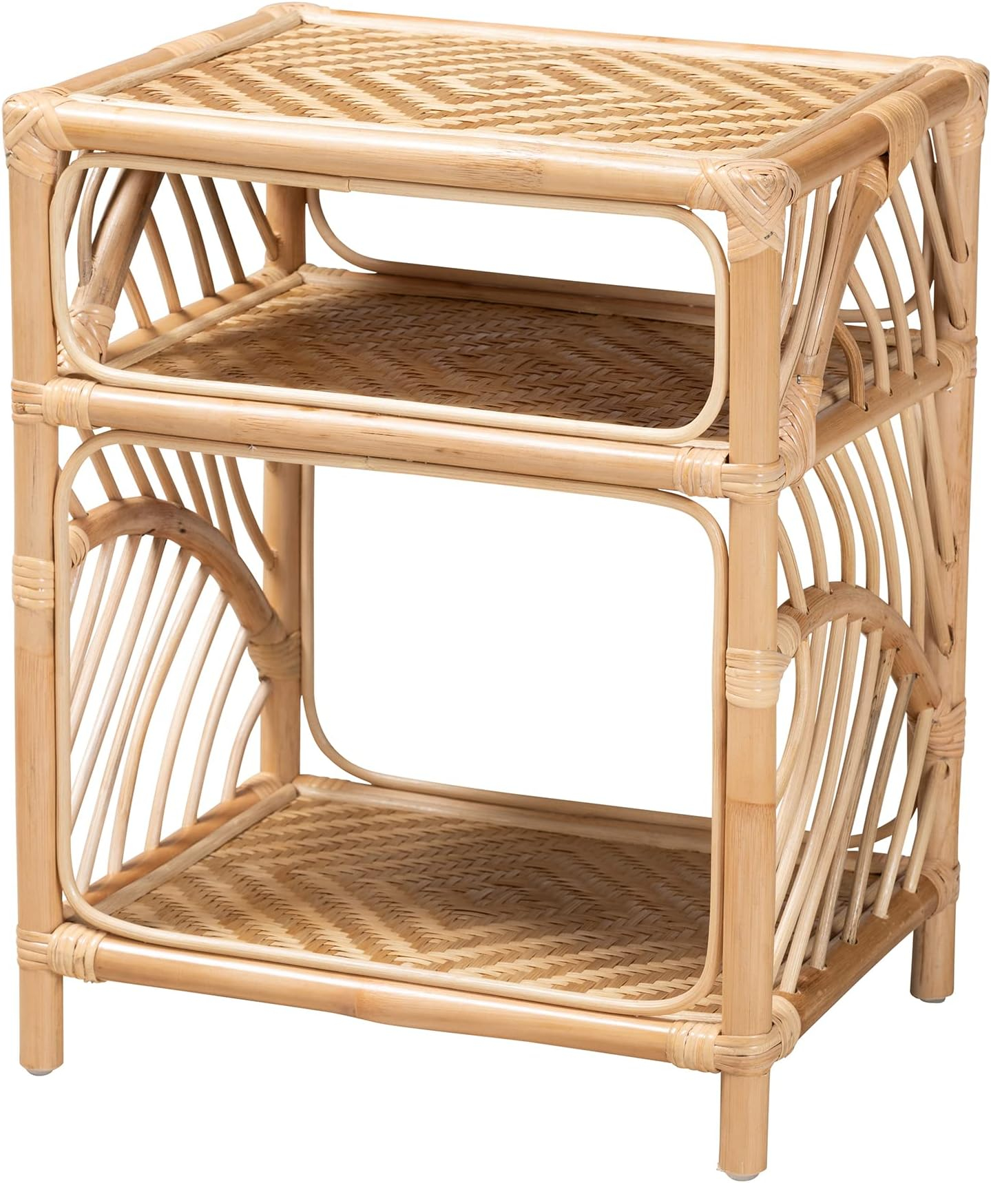 Amazon.com: Baxton Studio Oleta Modern Bohemian Natural Brown Rattan 2 ... inside Oleta Modern Bohemian Natural Brown Rattan 2-Drawer Nightstand