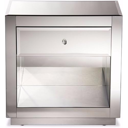 Amazon.com: Baxton Studio Rochadh Modern And Contemporary Hollywood ... regarding Rochadh Hollywood Glamour 1-Drawer And 1-Shelf Nightstand And Bedside Table