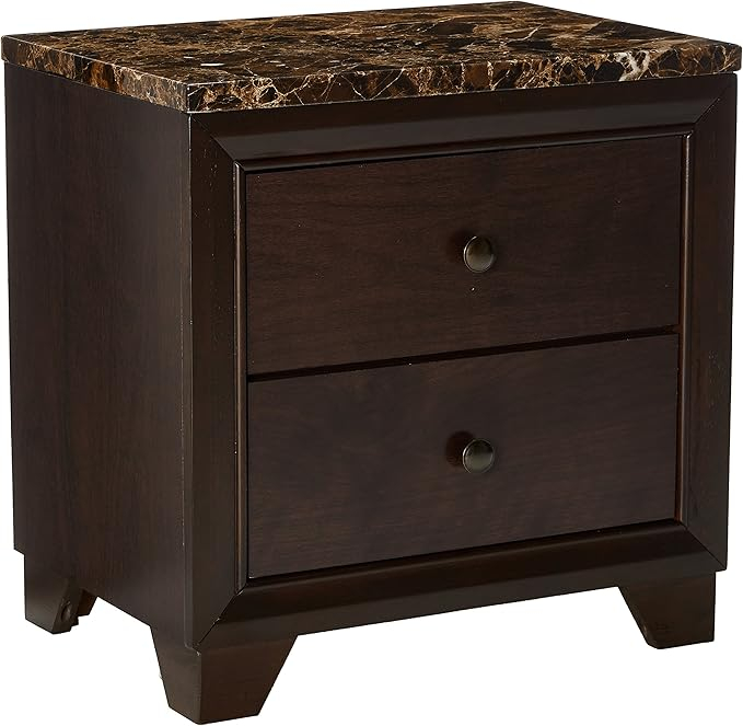 Amazon.com: Conner 2-Drawer Nightstand With Faux Marble Top Cappuccino ... throughout The 29" Nightstand Mistake That Cost Me $400 (And How to Avoid It)