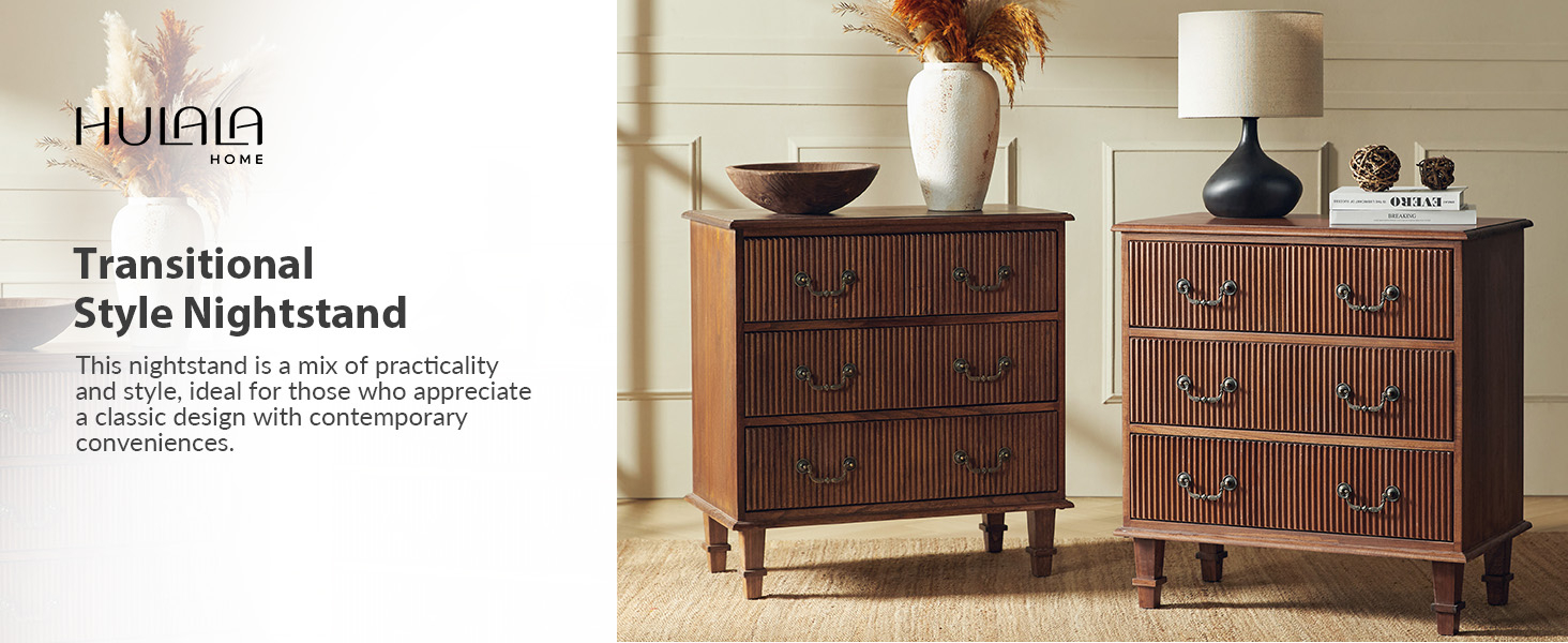 Amazon.com: Hulala Home French Country Nightstand Set Of 2, 30 Inches ... with French Country Nightstand, Louvered Cabinet Door & Charging Station