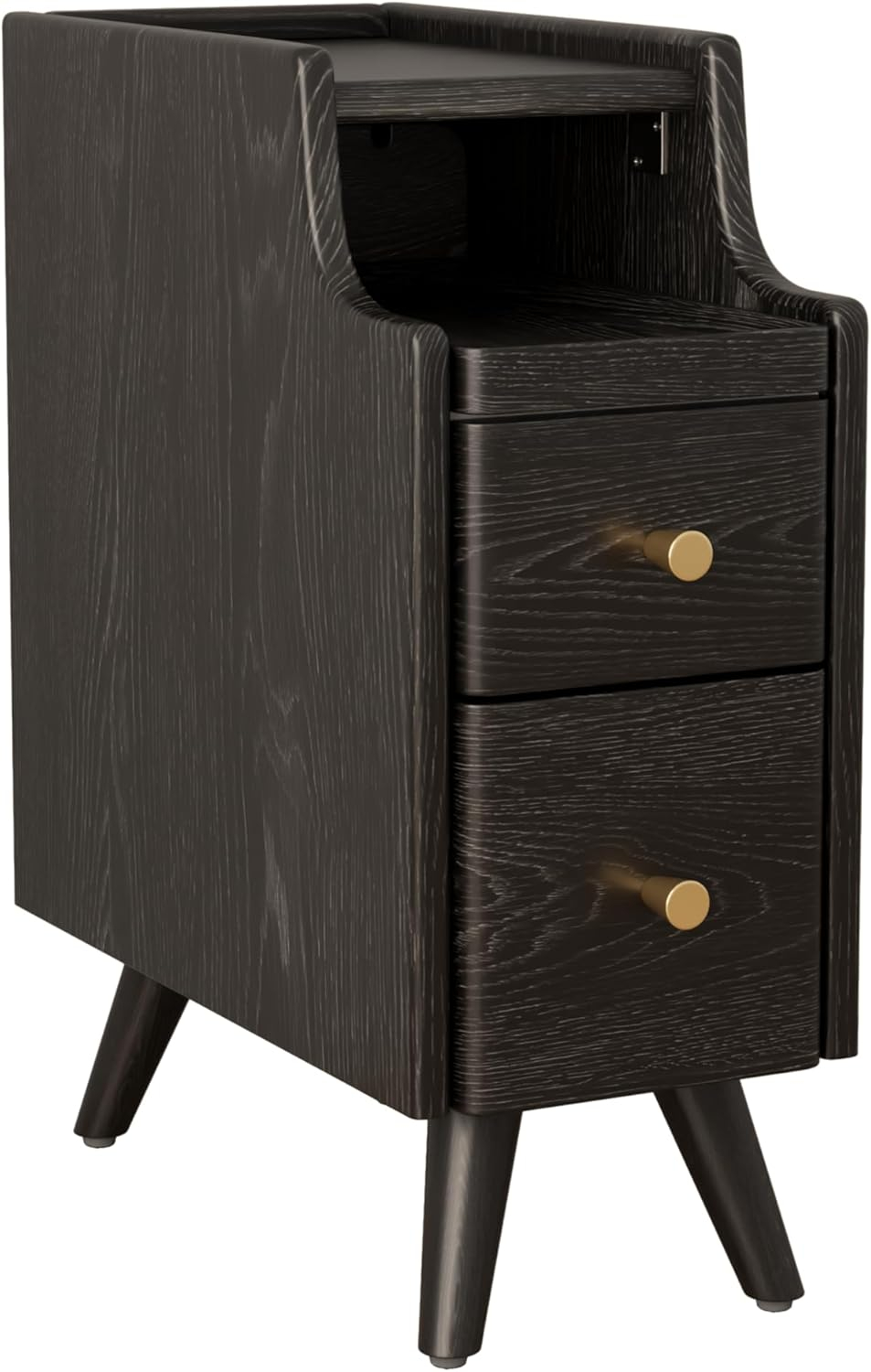 Amazon.com: Kaslandi Narrow Nightstand, Solid Wood Nightstand With ... with Why black finishes enhance the aesthetic appeal of wooden night tables