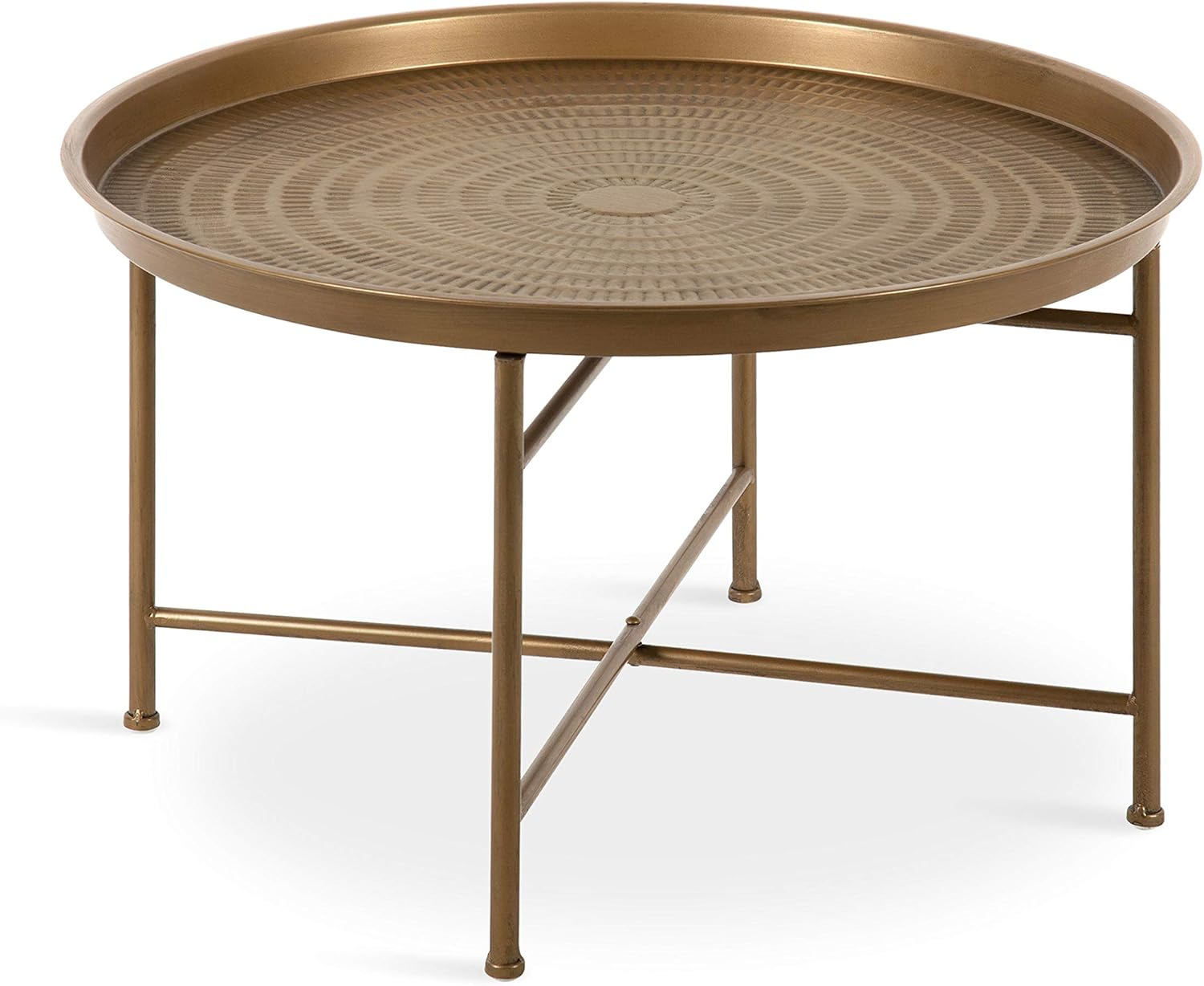 Amazon.com : Kate And Laurel Mahdavi Boho-Chic Hammered Metal Tray ... pertaining to Mahdavi Round Metal Accent Table, Dark Silver 16.5X16.5X20.5