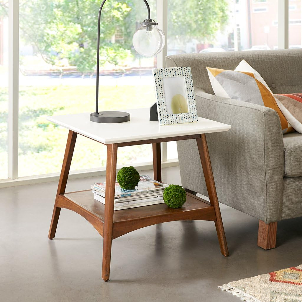 Amazon.com: Mid-Century End Table, Vintage Wood Side Table With Solid ... inside End Table Storage Wooden Mid-Century Accent Side Table Multipurpose