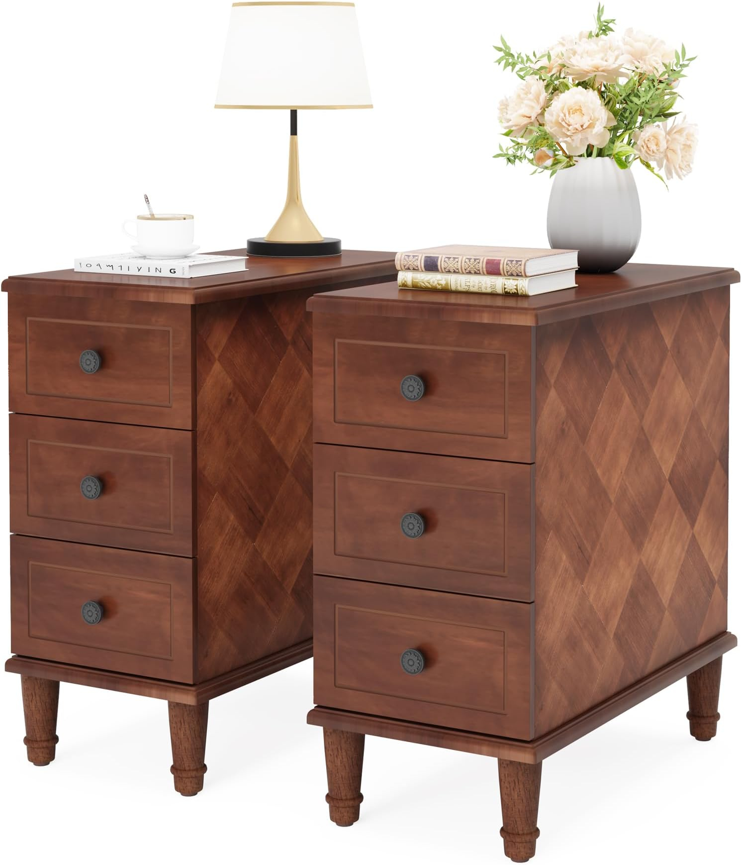 Amazon.com: Padma House Set Of 2 Solid Wood End Table With 2 Drawers ... with regard to End Table Side Table Modern, Choose Wood, By Cw Furniture, Maple