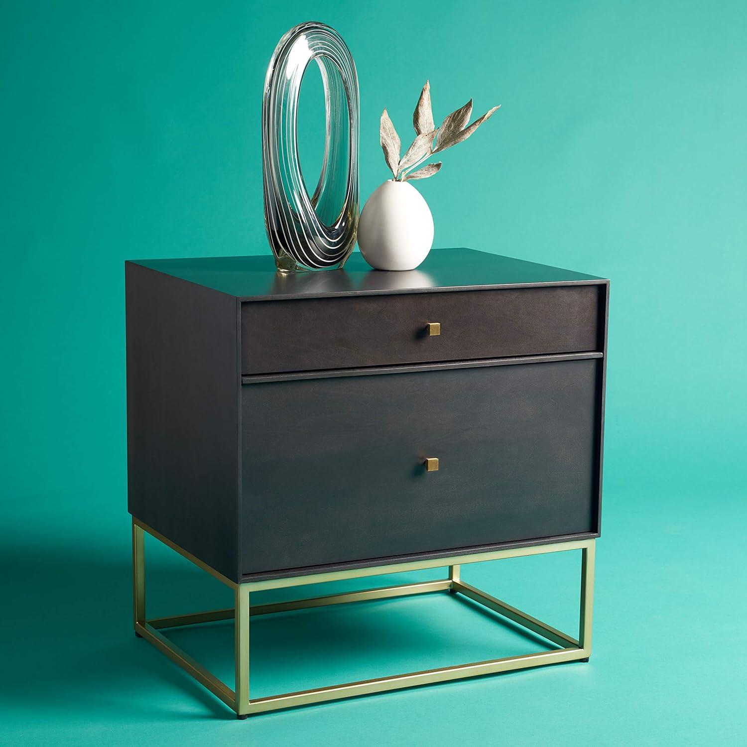 Amazon.com: Safavieh Couture Home Collection Adelyn 2-Drawer Nightstand ... pertaining to Safavieh Couture Tammy 1 Drawer Faux Shagreen Nightstand Black/Silver