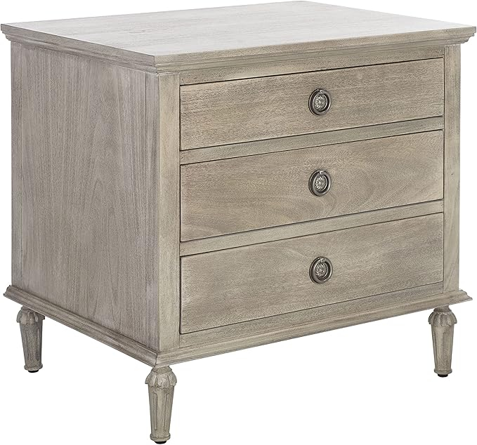Amazon.com: Safavieh Couture Home Collection Lisabet Light Grey 3 ... with Safavieh Couture Abbiava 3 Drawer Wood Nightstand, Natural