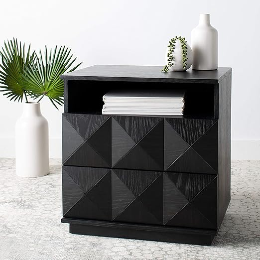 Amazon.com: Safavieh Couture Home Patty Modern Black 2-Drawer ... pertaining to Safavieh Couture Katrina 2 Drawer Nightstand, Black