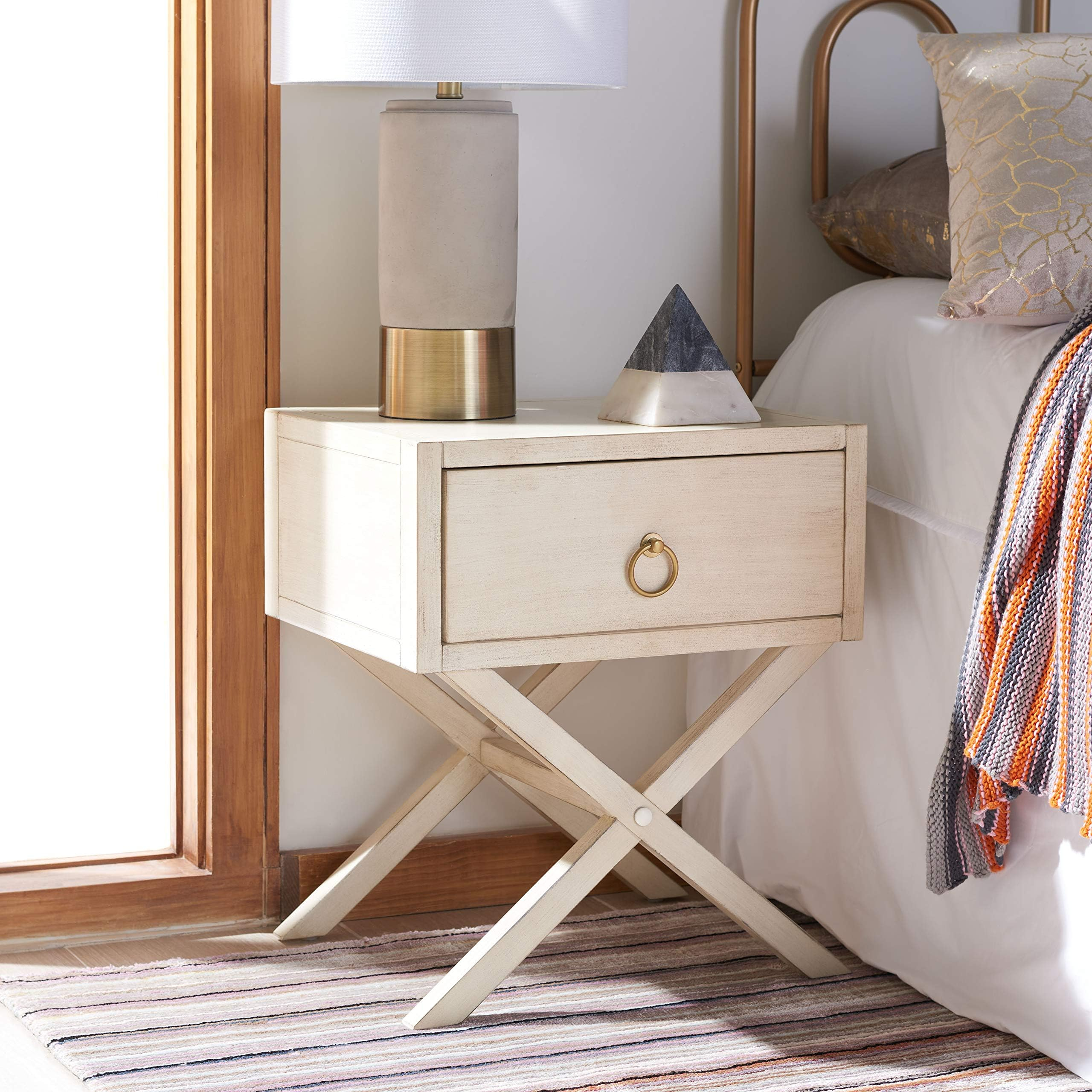 Amazon.com: Safavieh Home Collection Roya White And Natural Rattan 1 ... throughout Understanding the craftsmanship behind Safavieh Couture HayDriana nightstands