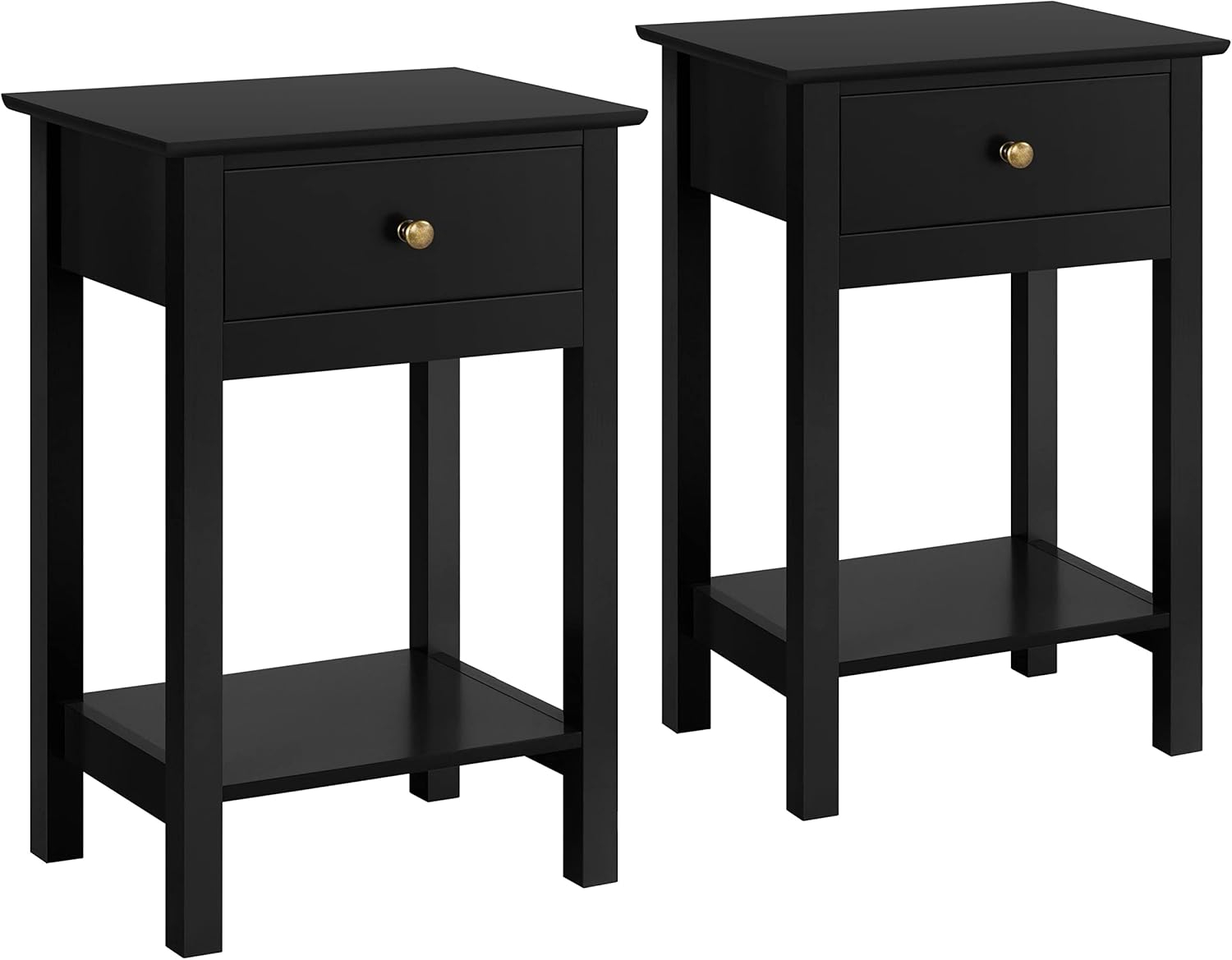 Amazon.com - Topeakmart Wooden Nightstand Set Of 2 With 1 Drawer And 1 ... for Rochadh Hollywood Glamour 1-Drawer And 1-Shelf Nightstand And Bedside Table
