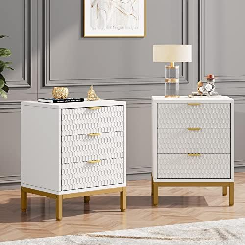 Amazon.com: Tribesigns 3-Drawer Nightstand Set Of 2, 25.8" Tall Modern ... pertaining to Tribesigns Modern 25.8" Nightstand Set Of 2, Bedside Table