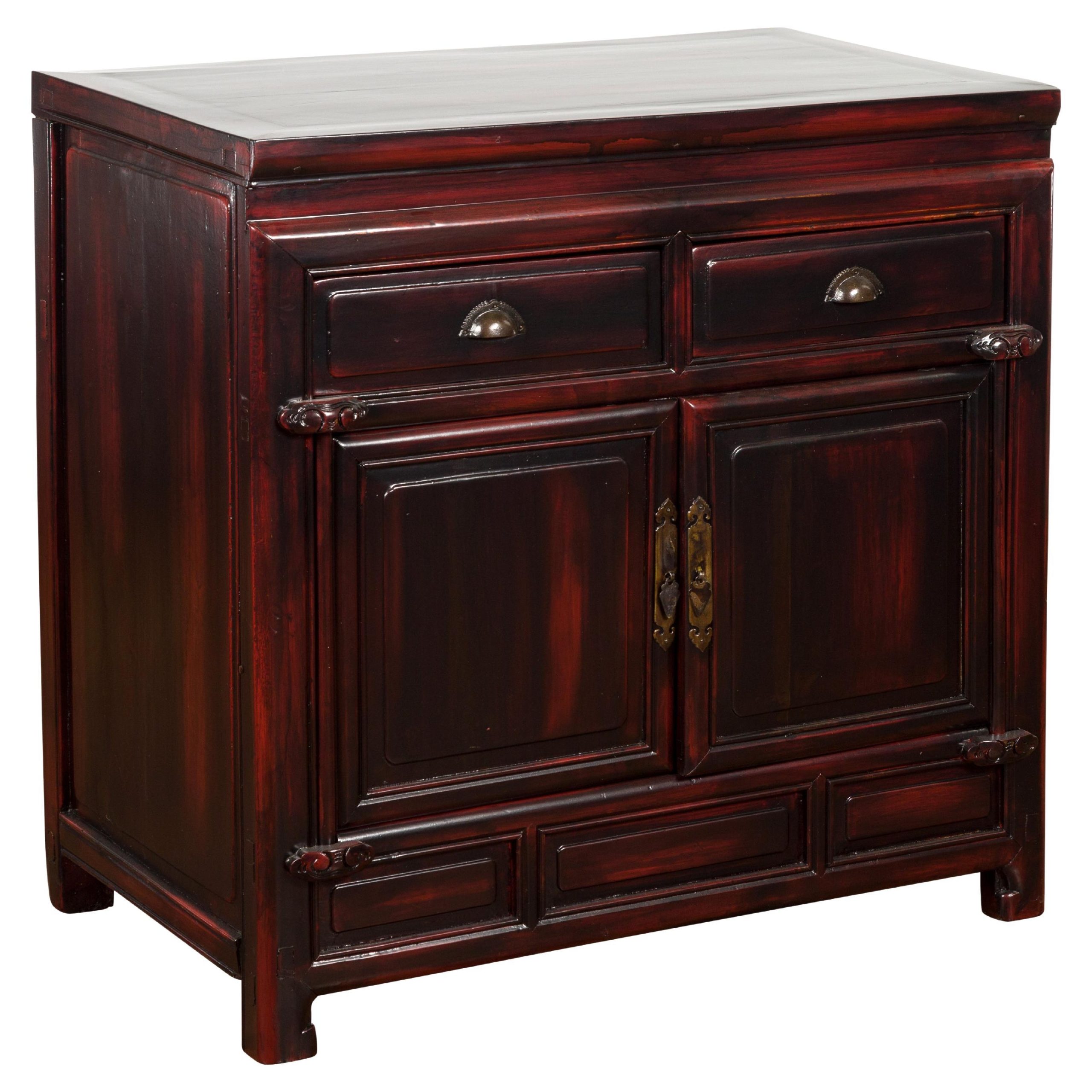 Understanding the Appeal of Vintage Distressed Chinese Red Rim Green Doors Side Table Cabinet Hws4336