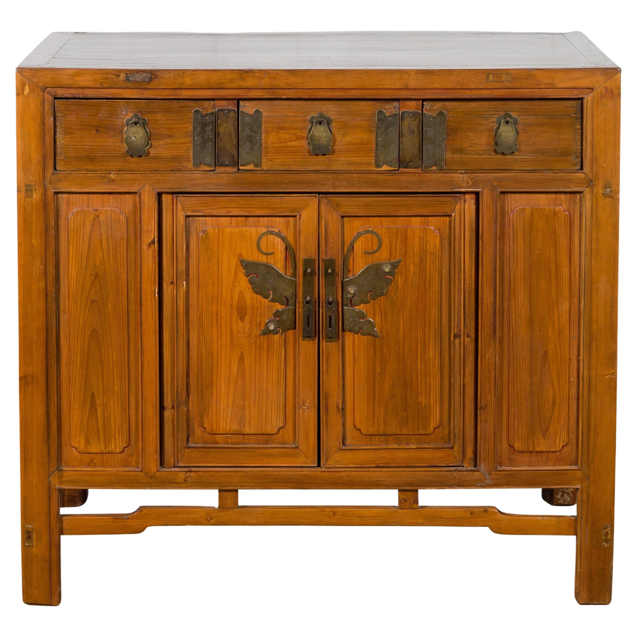 Antique Chinese Side Cabinet With Distressed Orange Lacquer At 1Stdibs ... regarding Understanding the Appeal of Vintage Distressed Chinese Red Rim Green Doors Side Table Cabinet Hws4336