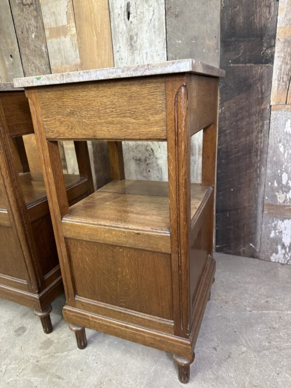 Antique French Oak & Marble Top Bedside Nightstand Table Cupboard, C ... for Playlist Vintage Oak Stone Top 2 Drawer Nightstand