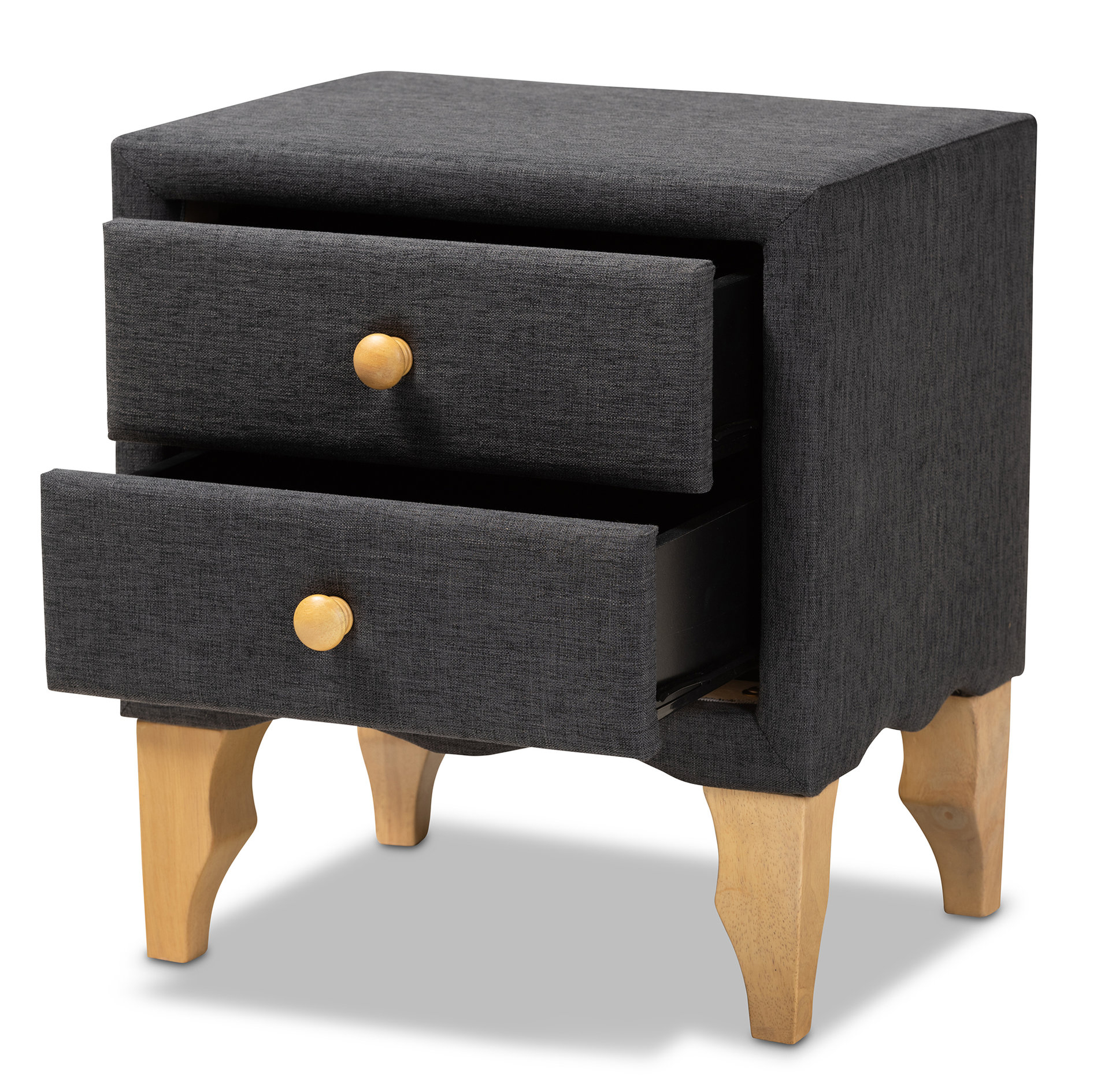Artis Modern Contemporary Charcoal Fabric Upholstered 2-Drawer Wood ... in Balancing Form and Function in Modern Bedroom Storage