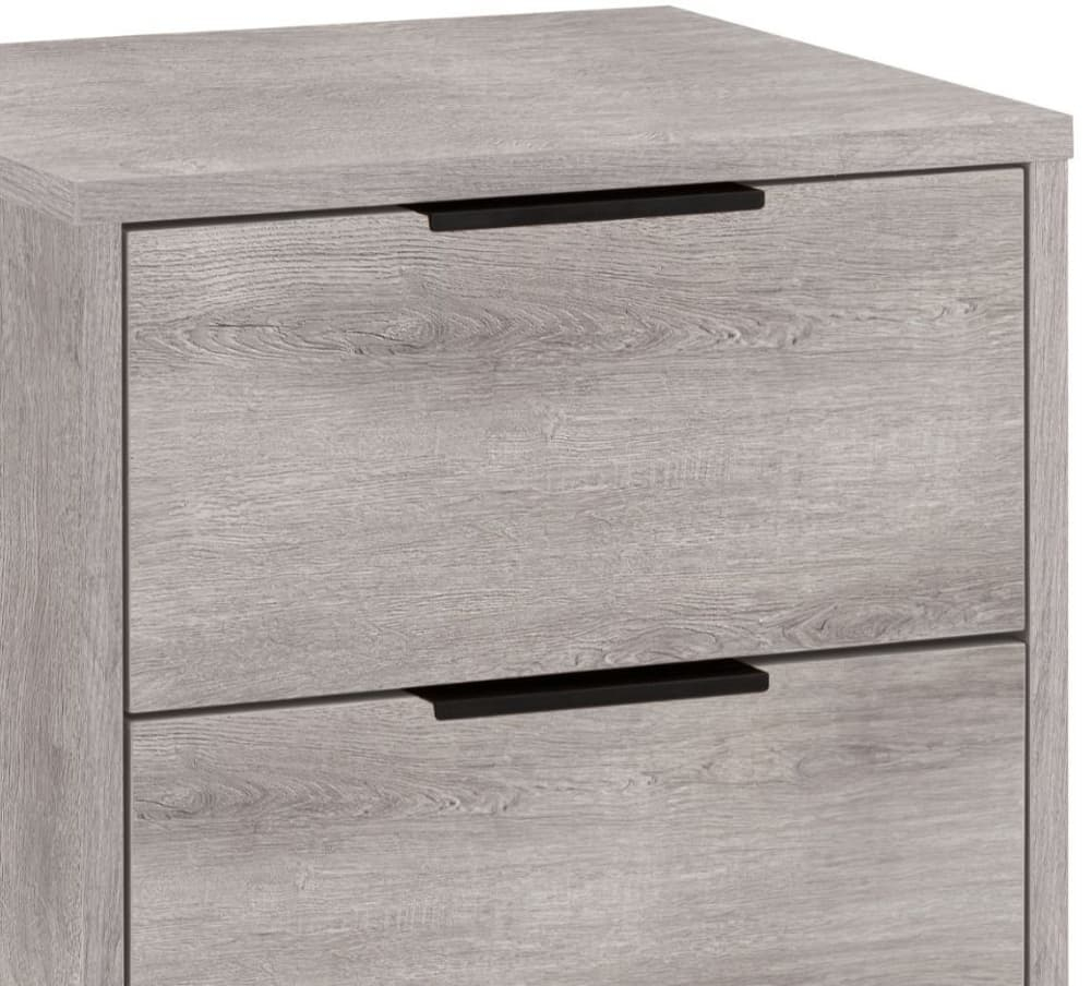 Bali Grey Oak 2 Drawer Wooden Bedside Table | Happy Beds regarding San Mateo Youth 2-Drawer Wooden Bedside Table, Grey
