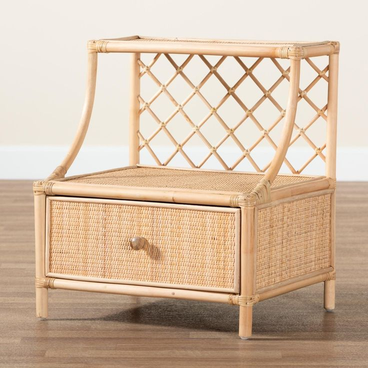 Bali & Pari Lalo Modern Bohemian Natural Brown Rattan 1-Drawer ... regarding Christi Modern Bohemian Natural Brown Rattan 1-Drawer Nightstand