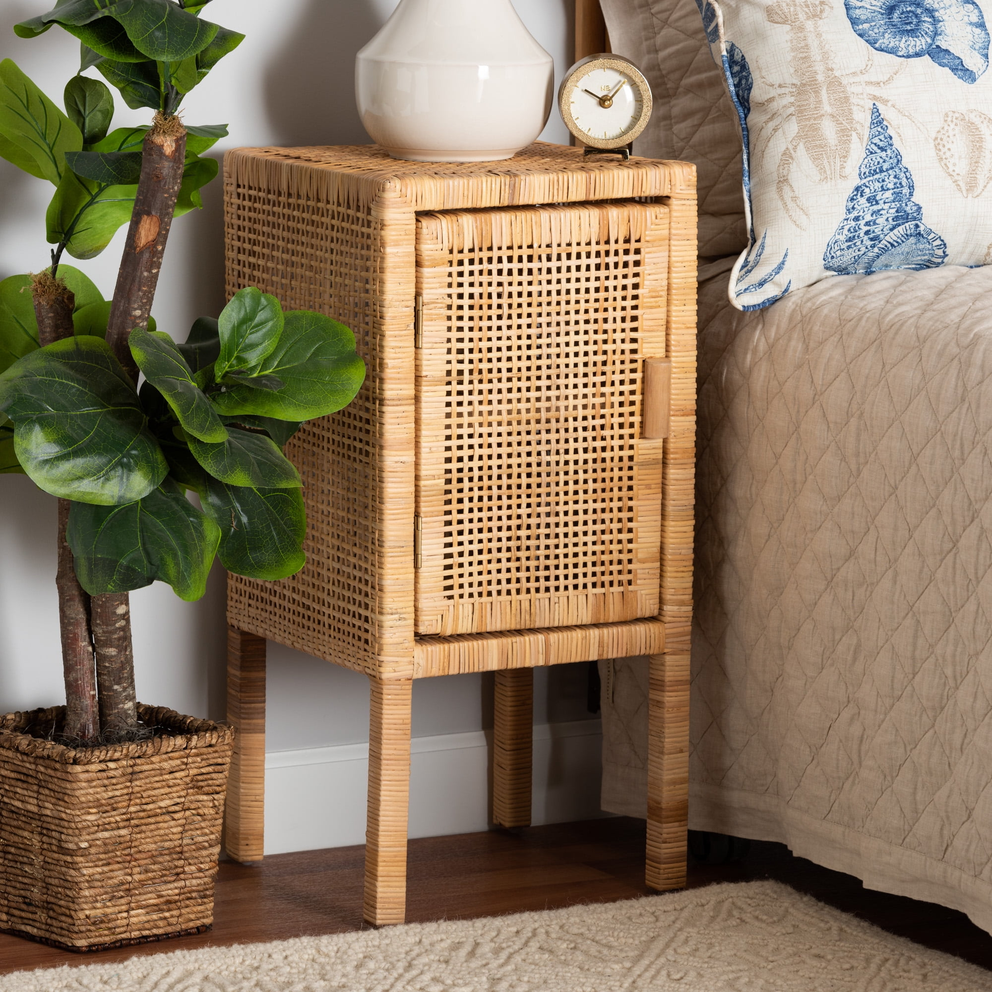 Bali & Pari Vivan Modern Bohemian Natural Brown Rattan 1-Door ... in Creating Warmth in Small Spaces with Natural Rattan Furniture