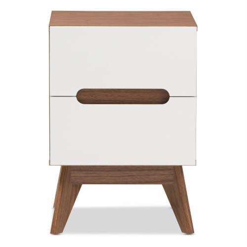 Baxton Studio Calypso Mid-Century Modern White And Walnut Wood 3-Drawer ... within Baxton Studio Jessen Mid-Century Modern White 1-Drawer Wood End Table