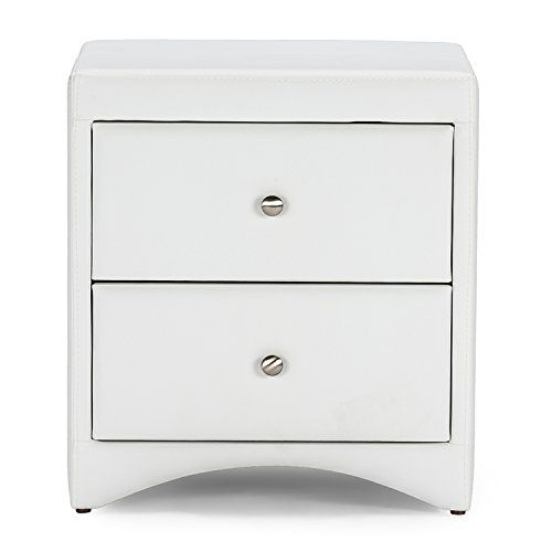 Baxton Studio Dorian Faux Leather Upholstered Modern Nightstand, White ... regarding Contemporary Nightstand, Faux Leather Upholstery & Faux Crystal Accents, White