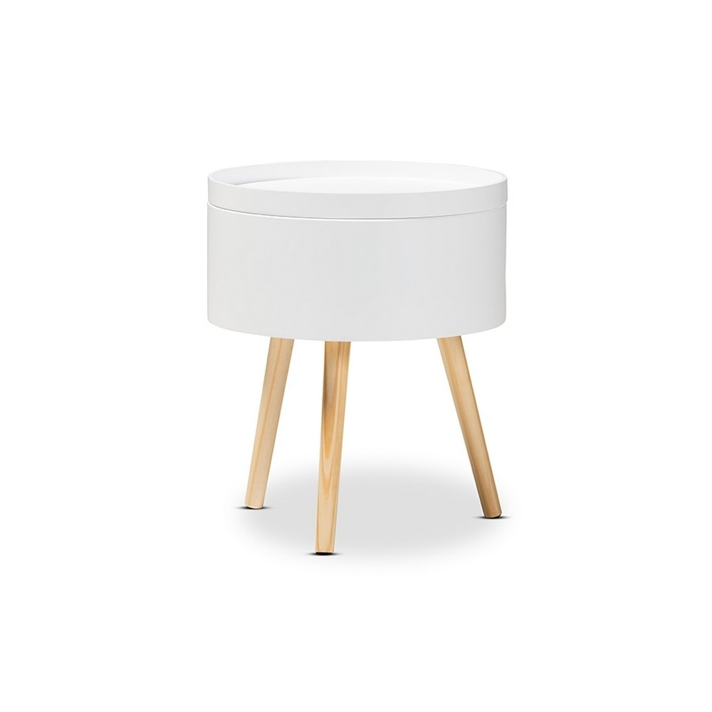 Baxton Studio Jessen Mid-Century Modern White Wood End Table With ... pertaining to Baxton Studio Jessen Mid-Century Modern White 1-Drawer Wood End Table