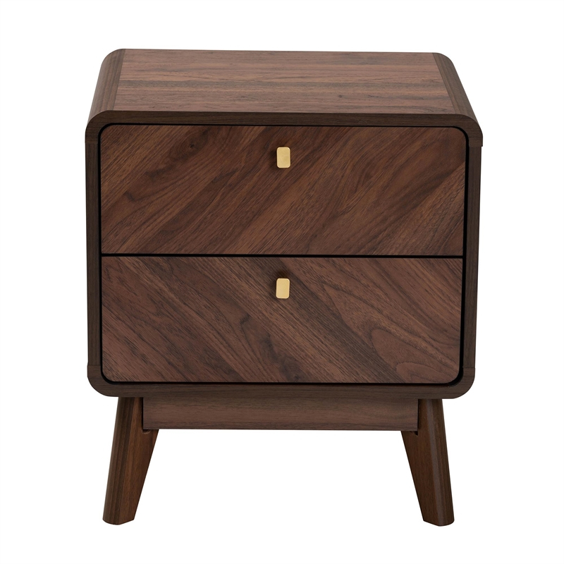 Baxton Studio Markell Walnut Brown Finished Wood 2-Drawer Nightstand ... throughout Dafne Modern Walnut Brown Wood 2-Drawer Nightstand
