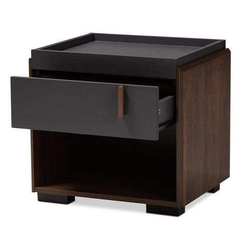 Baxton Studio Rikke Two-Tone 1-Drawer Wood Nightstand In Gray And ... throughout Maximizing Storage with Rikke Two-Tone Gray and Walnut Wood 1-Drawer Nightstand