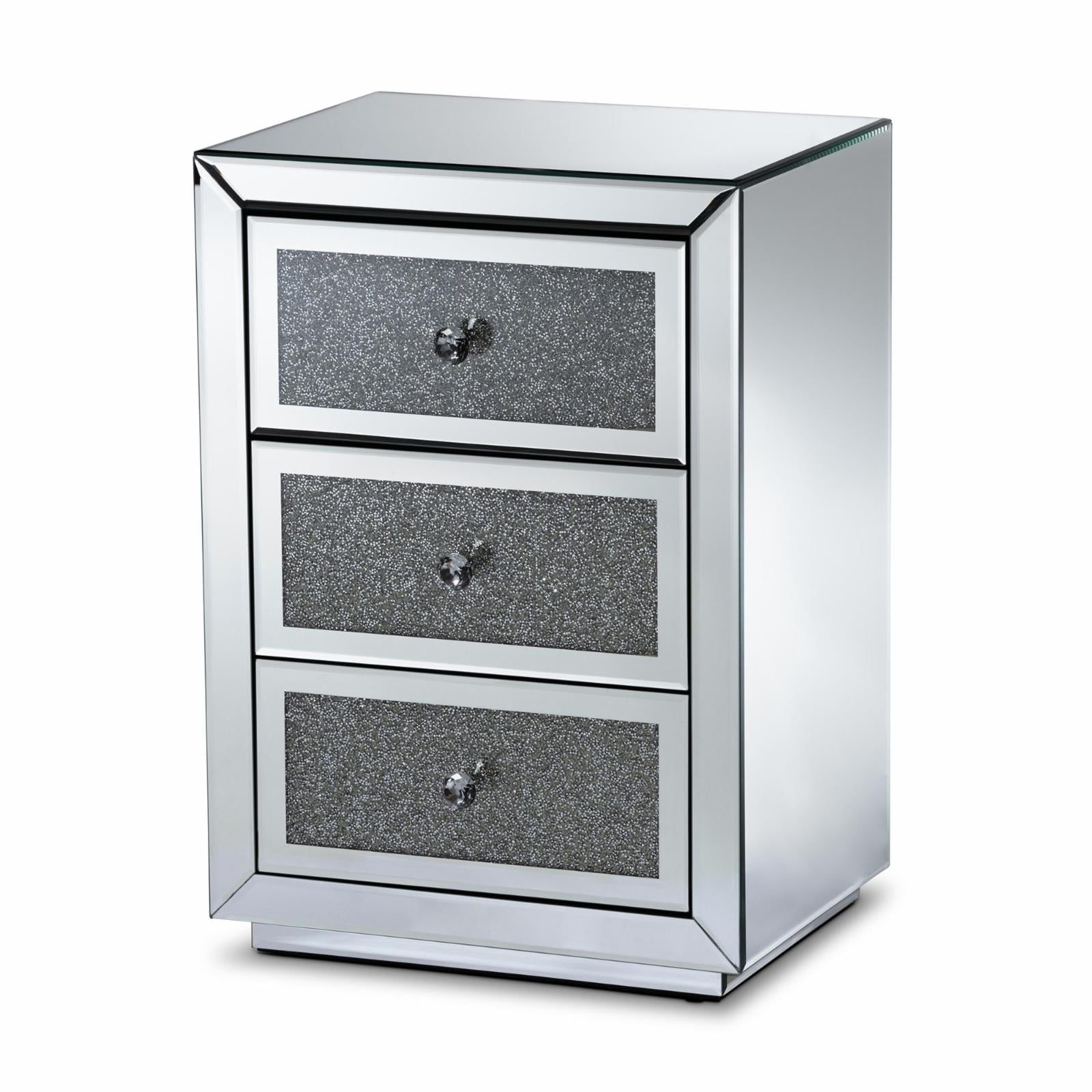 Baxton Studio Talan Contemporary Glam And Luxe Mirrored 3-Drawer ... throughout Izola Contemporary Glam Luxe Mirrored 3-Drawer Nightstand
