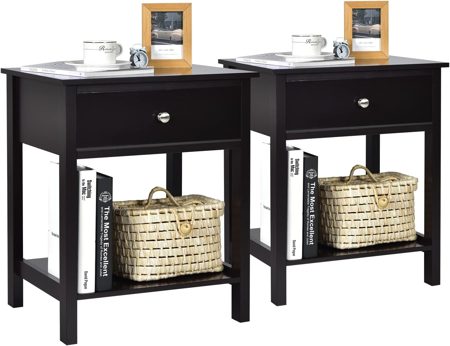 Bedside Tables Set Of 2, Modern Bedside Cabinets With Drawer And Metal ... for The Art of Choosing the Right Bedside Tables for Your Sleeping Area