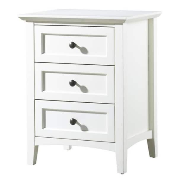 Benjara 24 In. White 3-Drawer Wooden Nightstand Bm206667 - The Home Depot within Contemporary 3 Drawer Wood Nightstand By Ireland, White