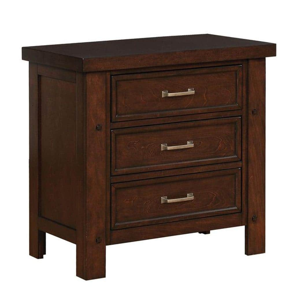 Benjara 28 In. Brown 3-Drawer Wooden Nightstand Bm215570 - The Home Depot intended for Real User Experiences with the Benzara BM154632 3 Drawer Nightstand