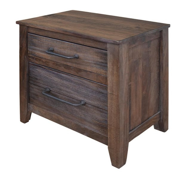 Benjara 35 In. Brown And Gray 2-Drawers Wooden Nightstand Bm306162 ... with regard to 2 Drawers Wooden Night Stand, Wire-Brushed Warm Gray