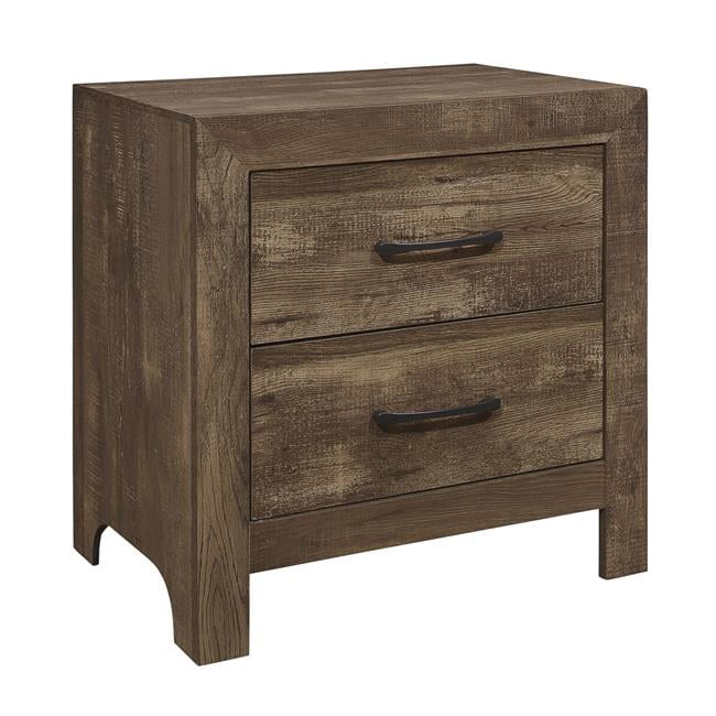 Benjara Bm219067 2 Drawer Rustic Wooden Nightstand With Block Legs ... pertaining to How to Choose the Perfect Rectangular 2 Drawer Rustic Brown Nightstand for Your Bedroom Layout