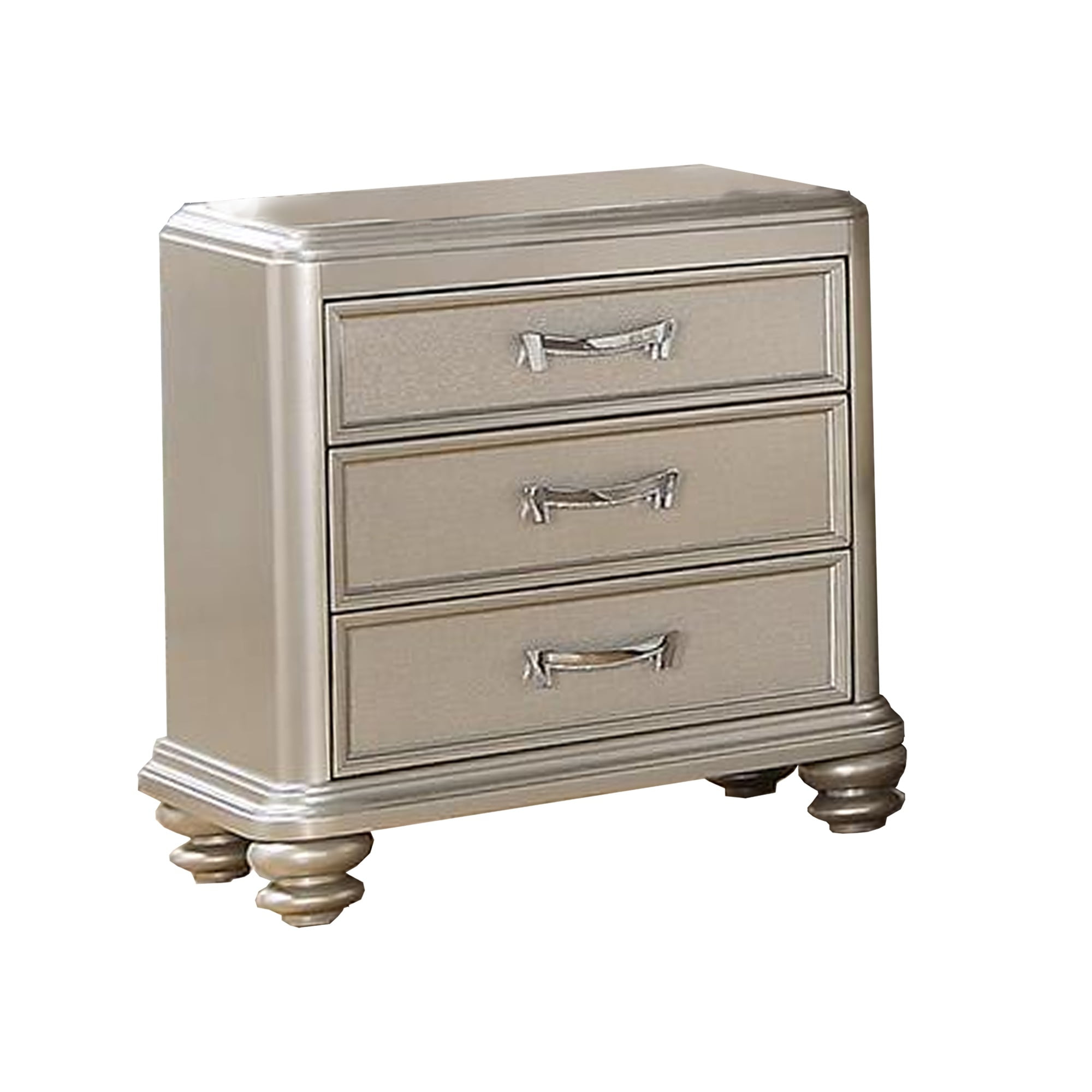 Benzara 3-Drawer Wooden Night Stand With Bun Feet - Walmart.com regarding Benzara Bm181407 Wooden Night Stand 1 Drawer And Open Shelf