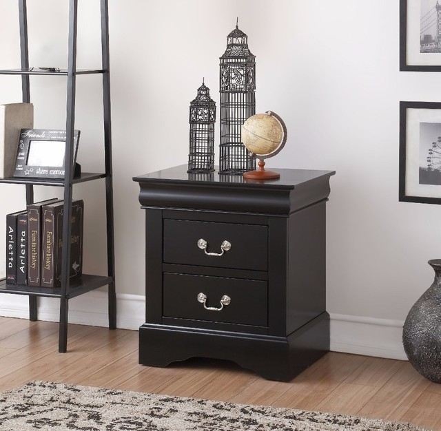 Benzara Bm154517 Traditional Style 2 Drawers Wood Nightstand, Black ... throughout Benzara Bm154508 Contemporary 2 Drawer Wood Nightstand, Black