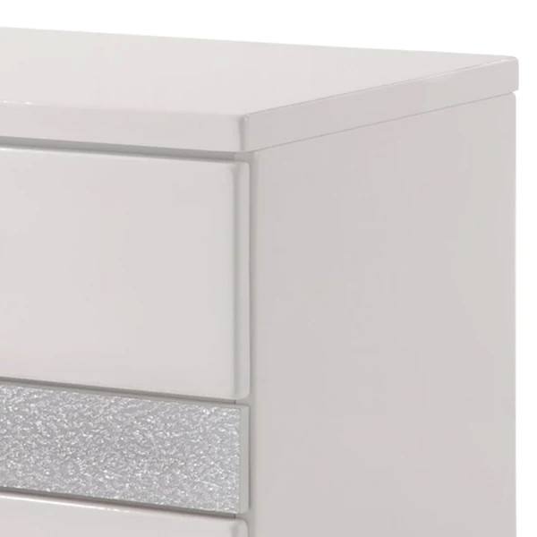Benzara Bm185468 Nightstand 3 Center Metal Glide Drawers In White Gloss ... inside Maximizing Storage Solutions Through Thoughtful Nightstand Design Choices
