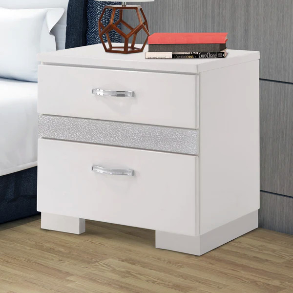 Benzara Bm185468 Nightstand 3 Center Metal Glide Drawers In White Gloss ... within Maximizing Storage Solutions Through Thoughtful Nightstand Design Choices