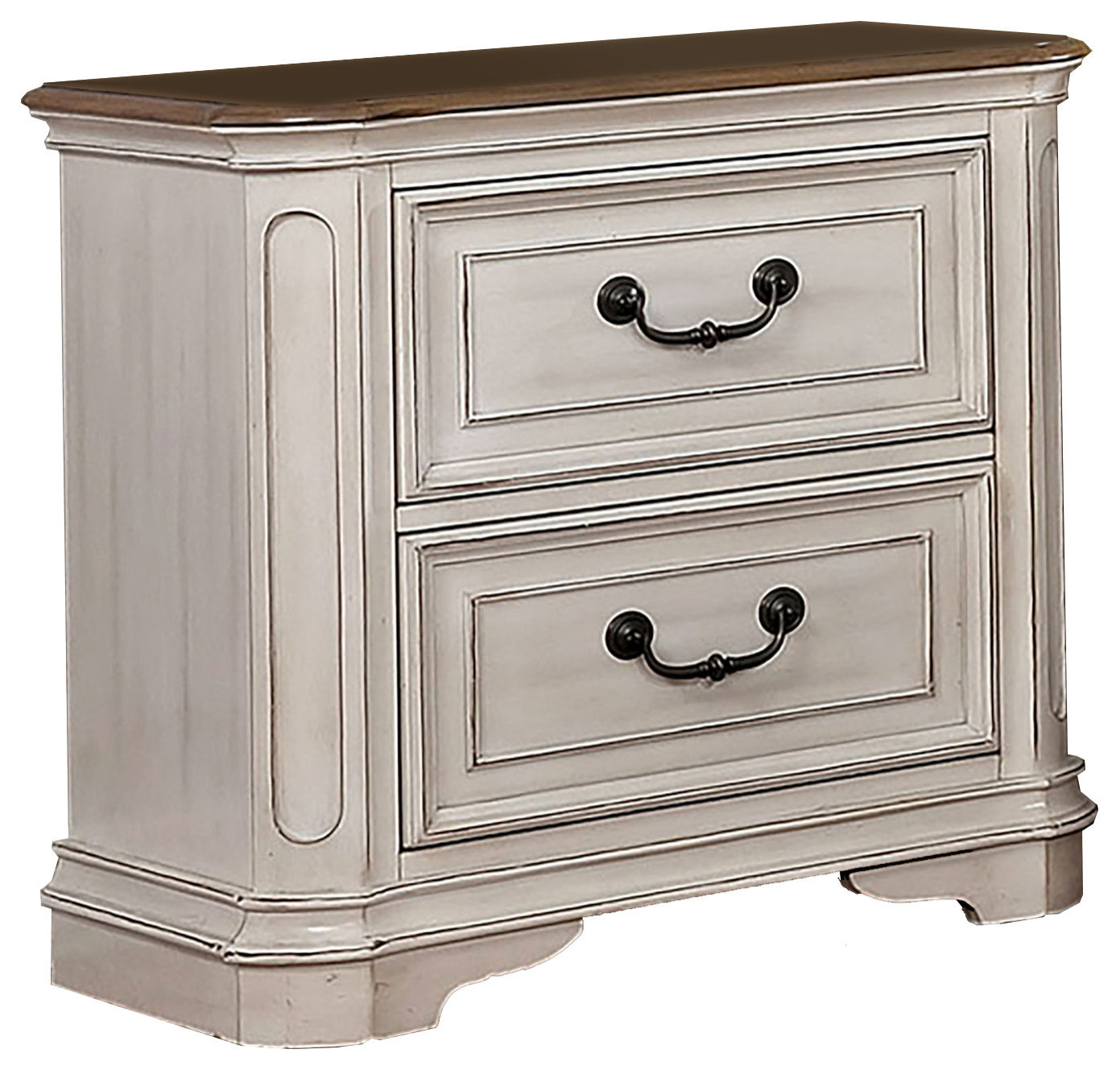 Benzara Bm203252 Transitional Wooden Nightstand With 2 Drawers ,White ... intended for Benzara Bm154633 Classic 3 Drawers Wood Nightstand White & Black