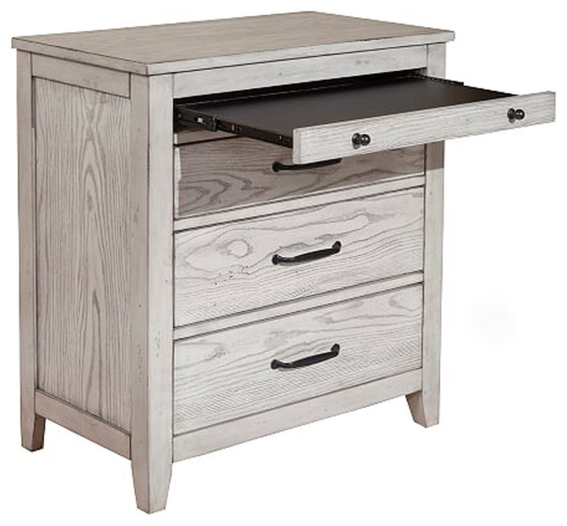 Benzara Bm205712 Transitional Style 3 Drawer Nightstand With Pull Out ... within Benzara Bm274661 19" Glamorous Style Nightstand, 3 Drawers