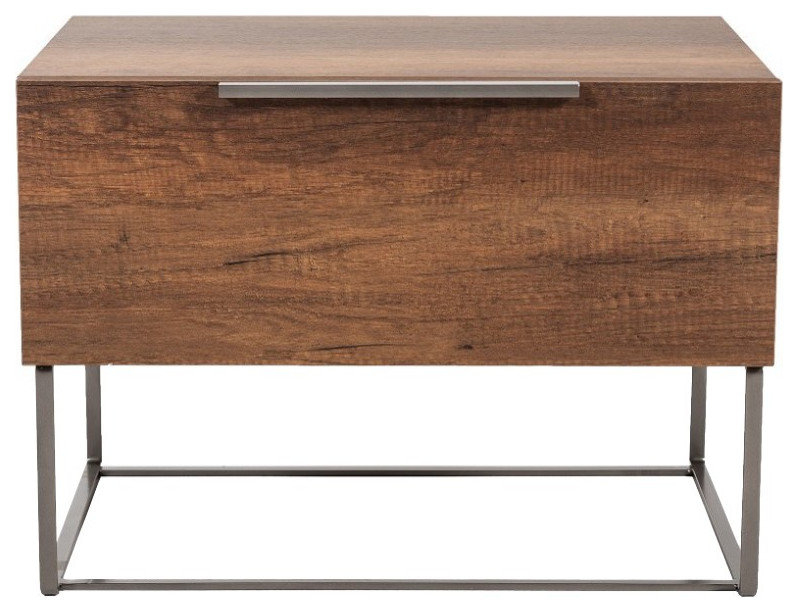 Benzara Bm214819 1 Drawer Nightstand, Rectangular Steel Frame Support ... throughout Benzara Bm154630 Rectangular Wood & Metal Nightstand, Brown & Chrome