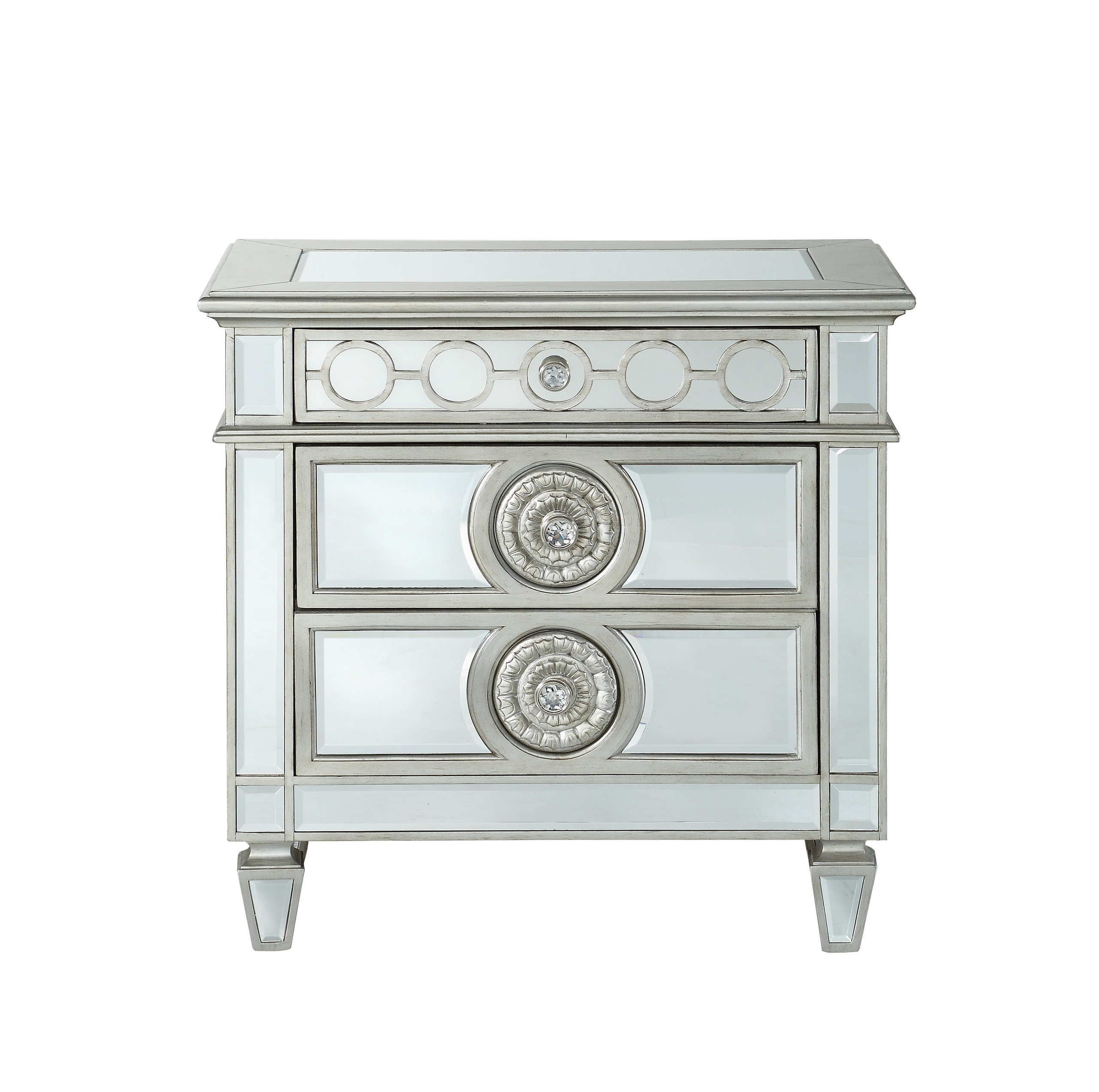 Benzara Bm218538 Mirror Accented Wooden Nightstand With 3 Storage ... in Benzara BM187233 Secrets I Wish I Knew Before Buying