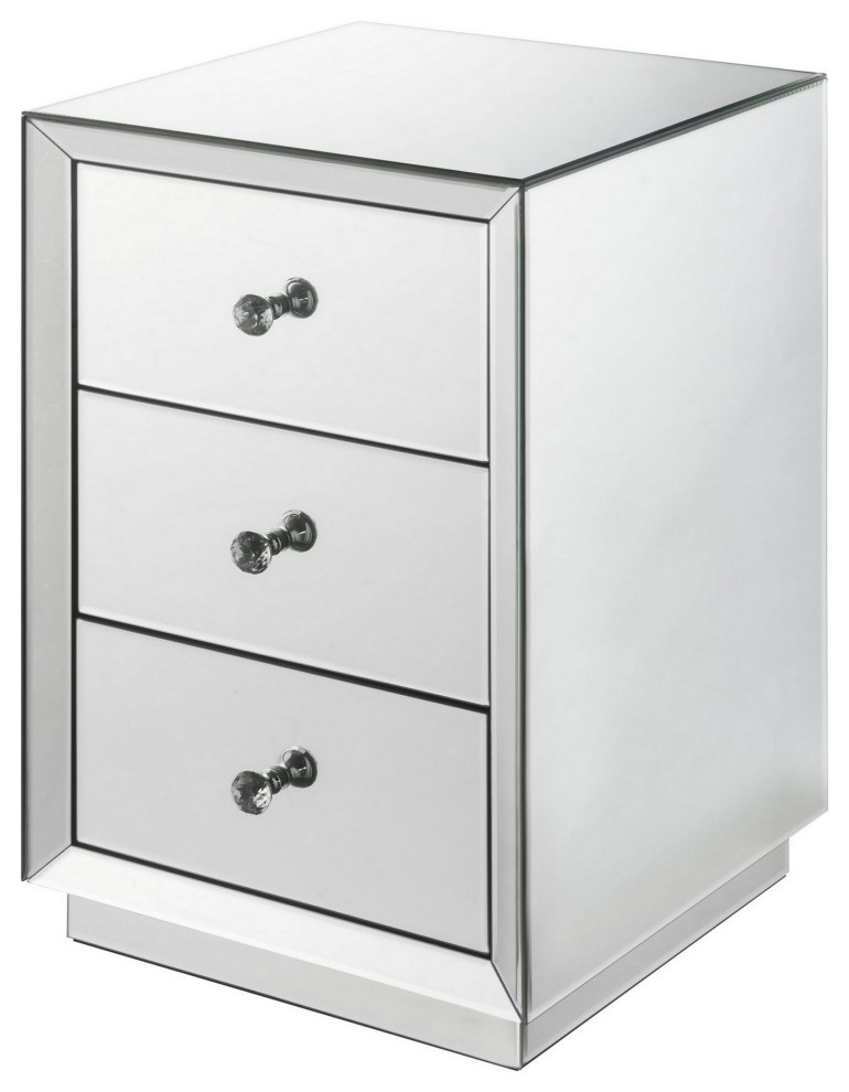 Benzara Bm225701 3 Drawer Beveled Mirror Nightstand, Floating Plinth ... regarding Exploring the Craftsmanship Behind Benzara BM218538 Wooden Nightstand