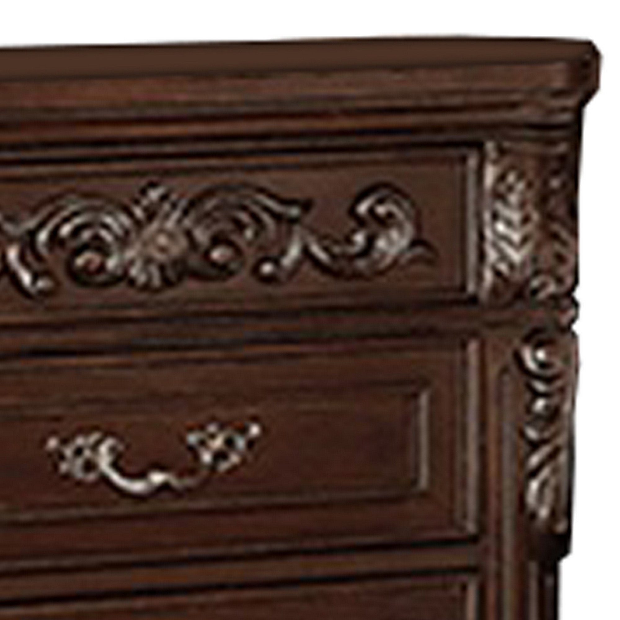 Benzara Bm232130 30" 3 Drawer Engraved Wooden Nightstand, Brown ... intended for How to choose the right bedroom furniture for your space